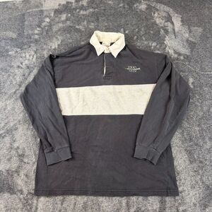 Vtg Wilson Tennis Rugby Polo Long Sleeve Cotton Striped Black Gray Men's L